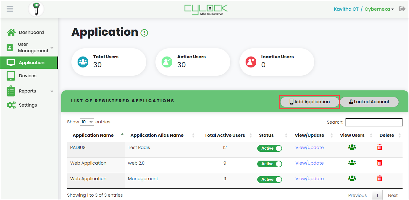  Adding new Application - CyLock