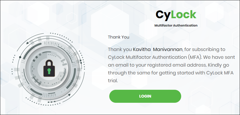 Thank you screen - CyLock