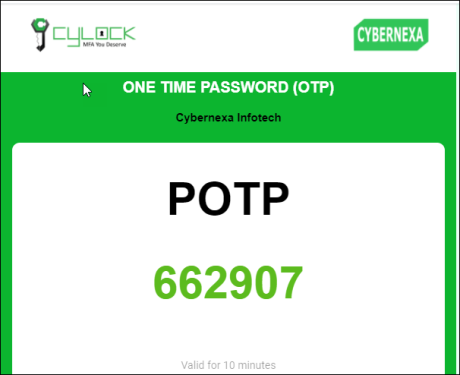 Accessing Application using Email Plain OTP - CyLock