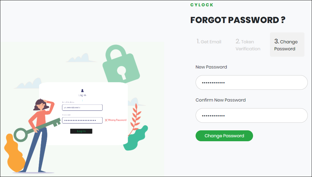 Forgot password screen - CyLock