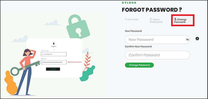 Forgot password screen - CyLock