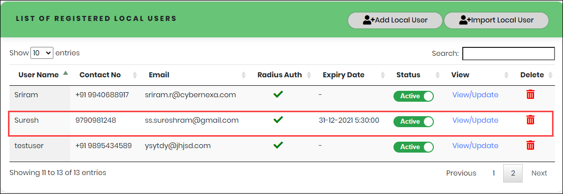 sample imported data - CyLock