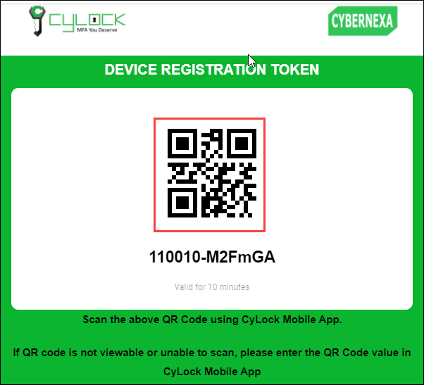 QR code- CyLock Mobile App