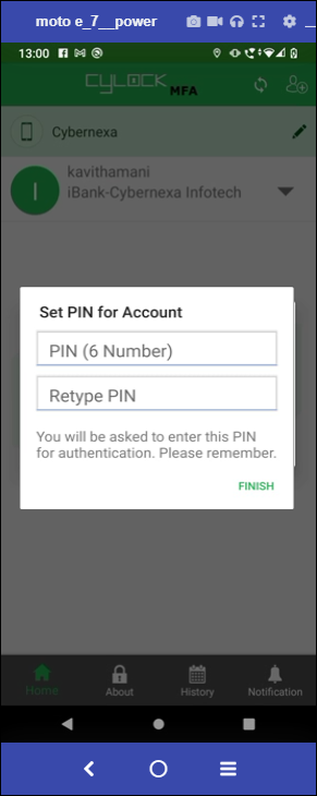 Set PIN for Account - CyLock