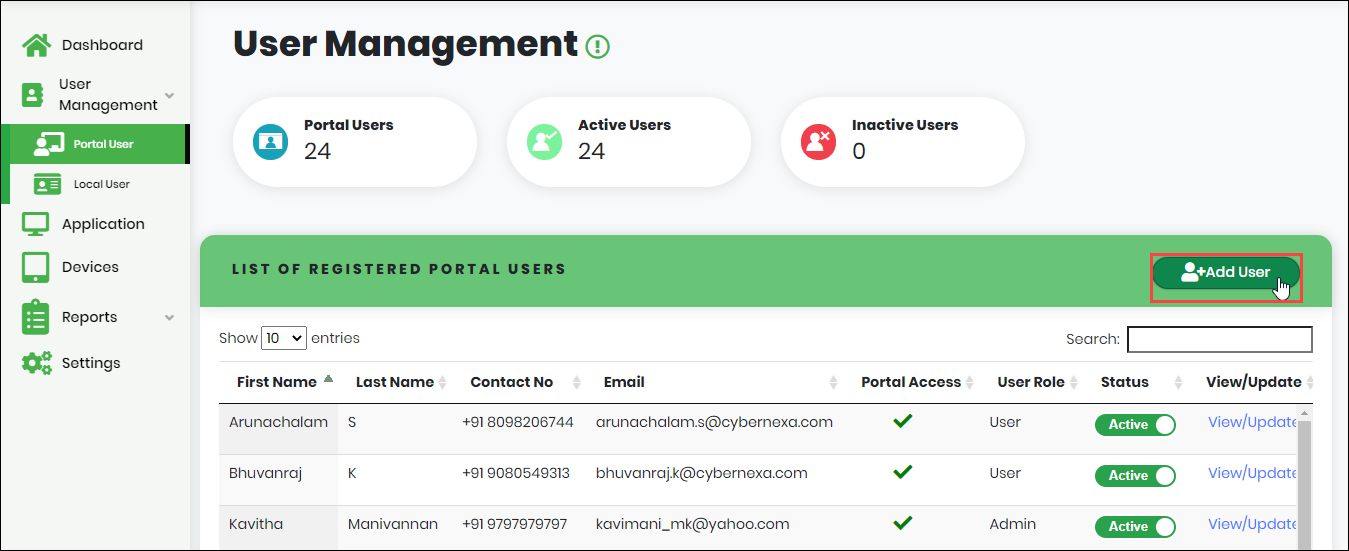 Adding Portal User - CyLock