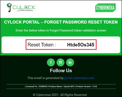 Reset password - CyLock