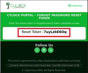 Reset password - CyLock