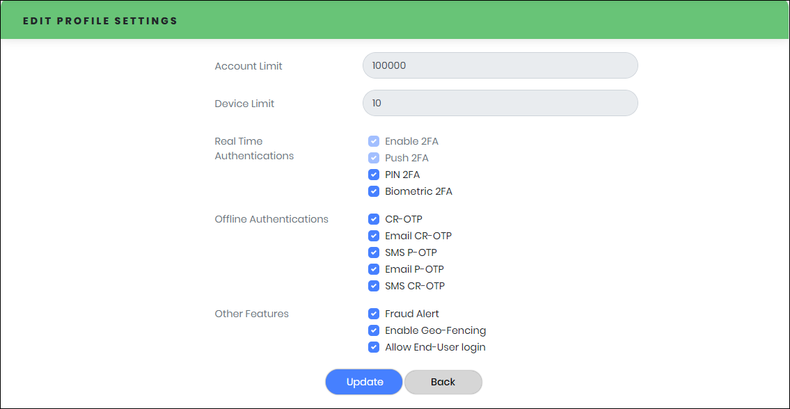 Edit profile setting - CyLock