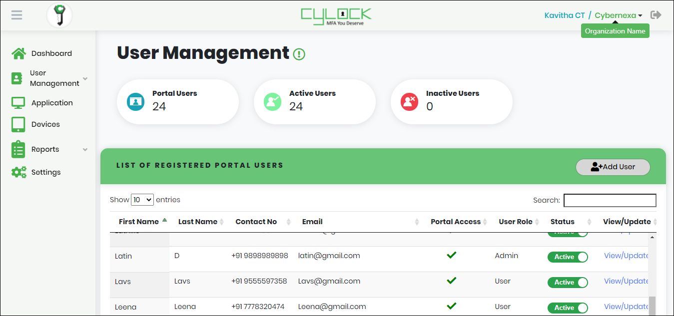 User Management - CyLock